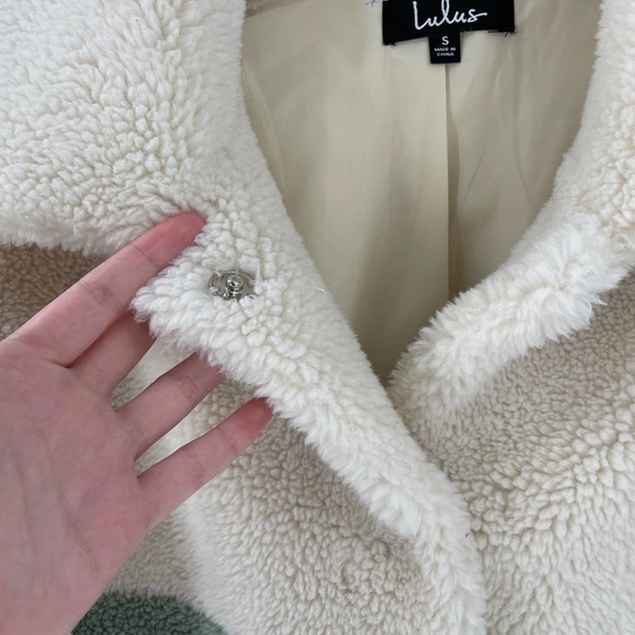 Lulu's Isn't She Cozy Cream Color Block Faux Fur Jacket - Picture 4 of 8